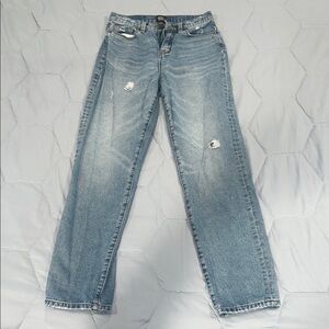 BDG Blue Straight Leg Jeans with Vintage Distressing